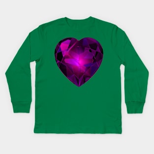 Pink Heart Gemstone Kids Long Sleeve T-Shirt